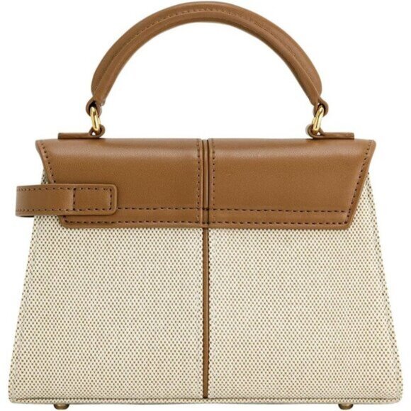 🆕Jw Pei Women Brown Canvas Vegan Leather Elegant Sustainable Top Handle Bag - Picture 6 of 7
